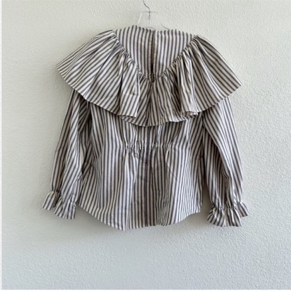Alexa Chung Striped Long Sleeve Ruffle Top - Picture 3 of 8